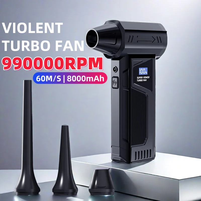 

Electric Air Blower 990000RPM Powerful Snow Blower High-speed Dust Fan Mini Turbo Jet Fan Handheld Brushless Motor Car Dryer
