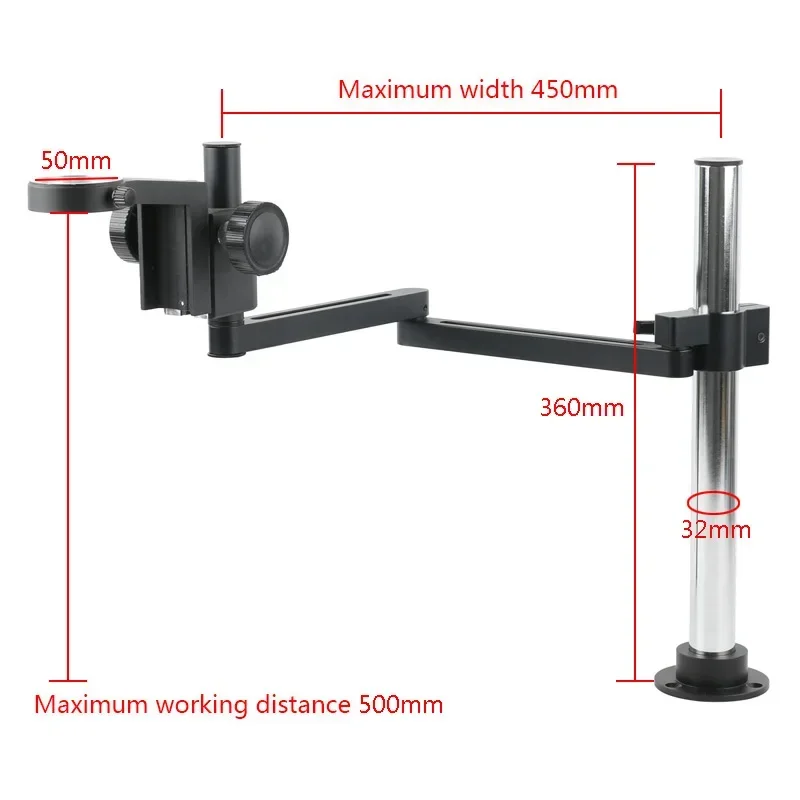 Imagem -02 - Suporte de Floco 50 mm 76 mm Braçadeira de Braço Articulado Ajustável Suporte de Microscópio Tripé de Mesa Solda Câmera de Vídeo Suporte Dobrável