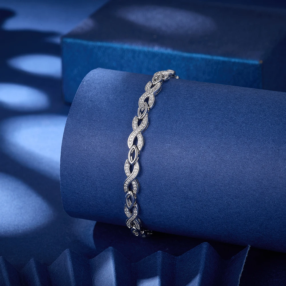 

Браслет Infinity Link с цирконами 5А, медный, с родиевым покрытием, женские украшения, подарок на свадьбу, выпускной, День святого Валентина, блестящий дизайн Infinity