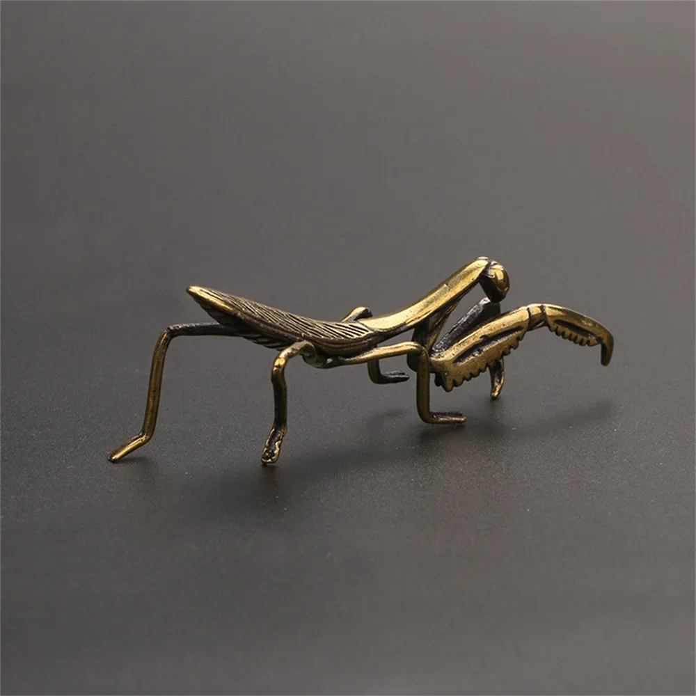 Pure Copper Mantis Figurines Miniature Ornament Desktop Toy Ornament Simulation Insect Statue Home Pots Decorations