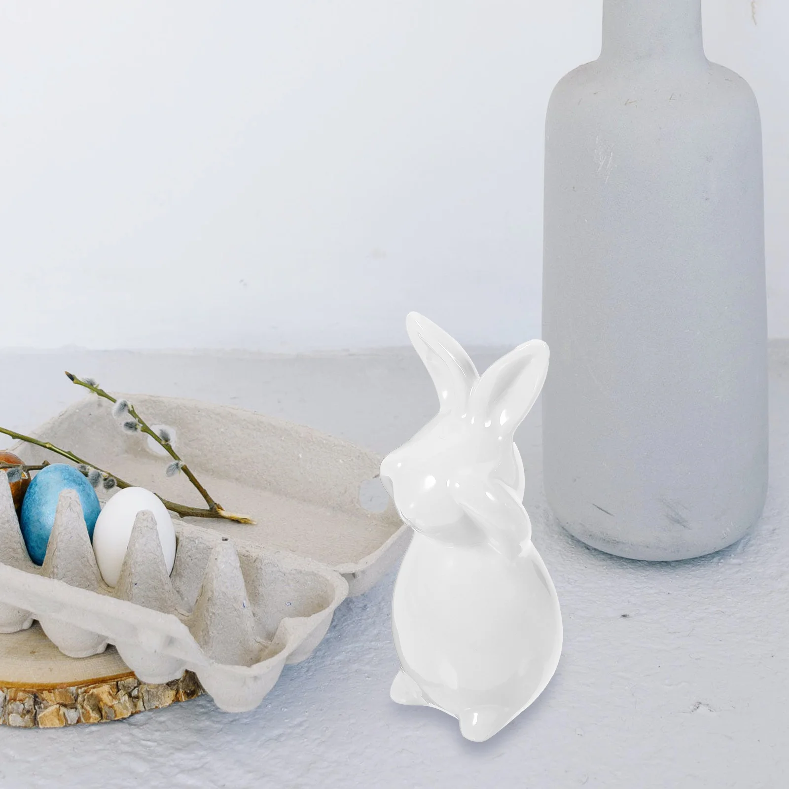 

1Set Hear See Speak No Bunny Decor Ceramic Rabbit Sculpture Set of 3 Cute Animals for Home Office Desk Garden Decoration