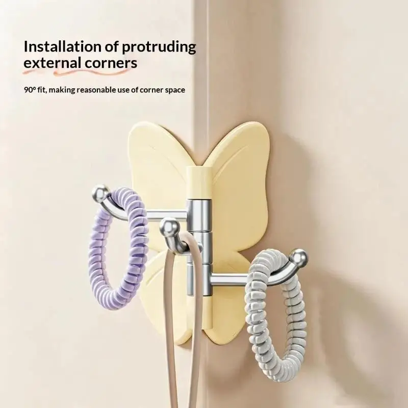 Adhesive Wall Hooks 3 Rotatable No Drilling Design For Hanging Towels Keys Jewelry Cute Butterfly Shaped