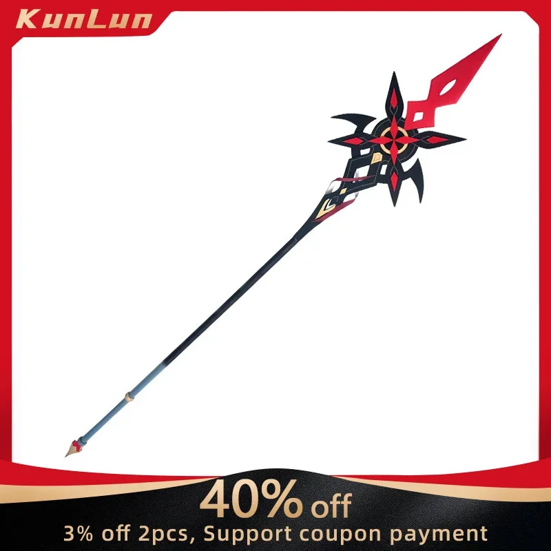 170cm/180cm Cosplay Arlecchino The Knave Scythe Red Moon Weapon Safety Wooden Pvc Material Game Genshin Impact Peripherals Toys