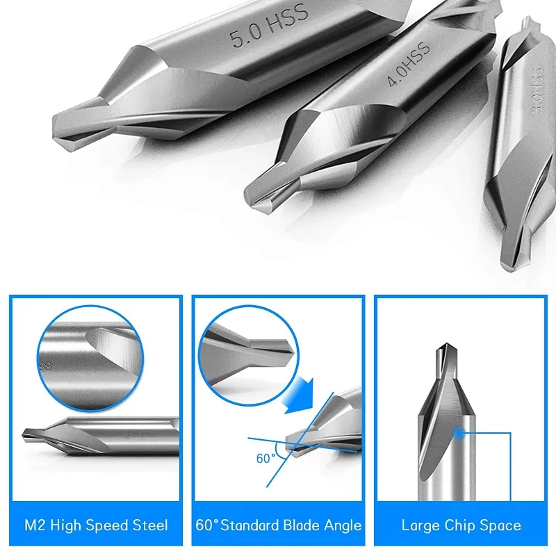 7 adet 1/1.5/2/2.5/3/4/5 merkezi matkap uçları Set,60-Degree açı merkezi matkap uçları kiti torna metal işleme için havşa araçları