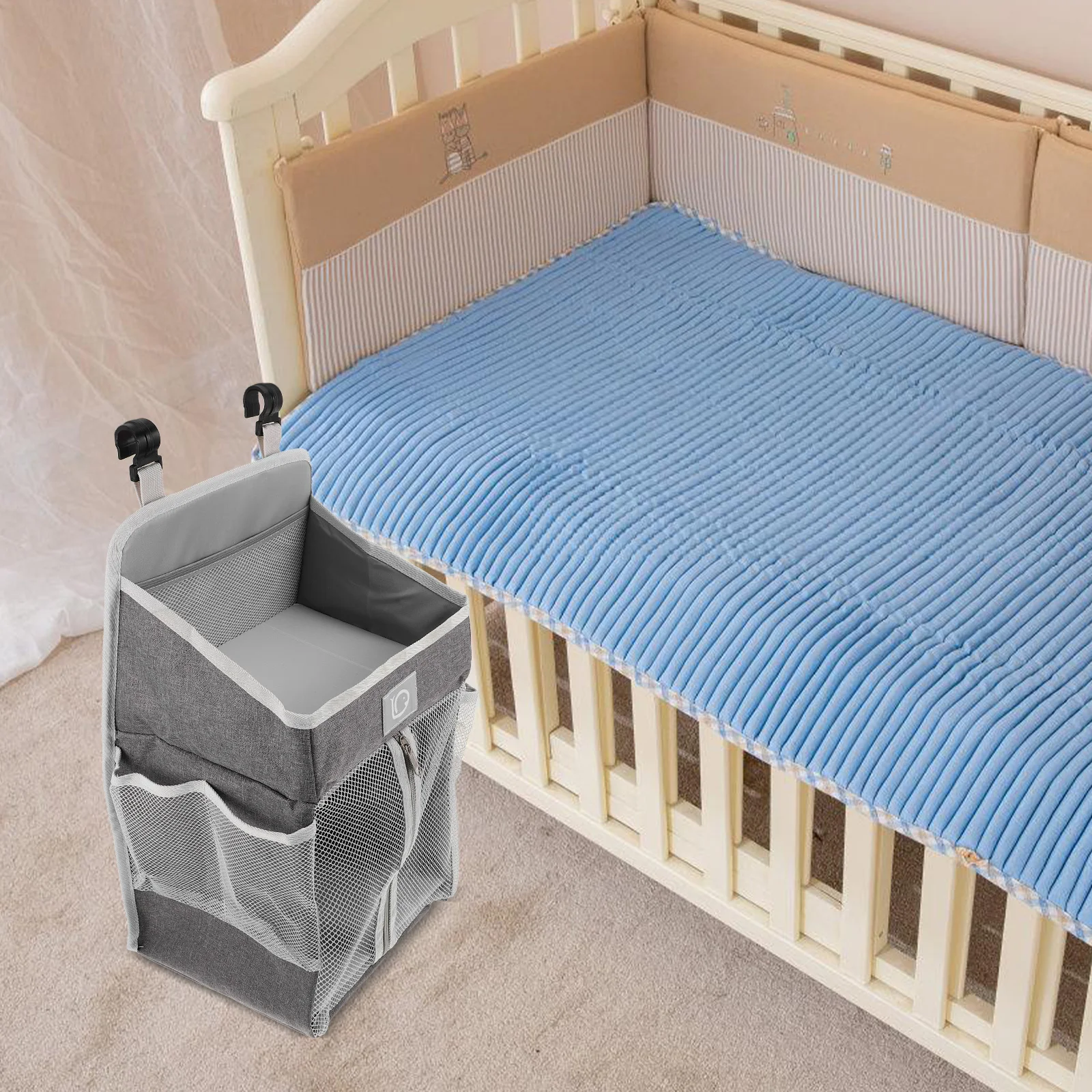 Saco de suspensão de cabeceira de bebê de grandes dimensões multi-bolso organizador berçário berço pendurado saco de armazenamento para fraldas toalhetes garrafas fundamentos