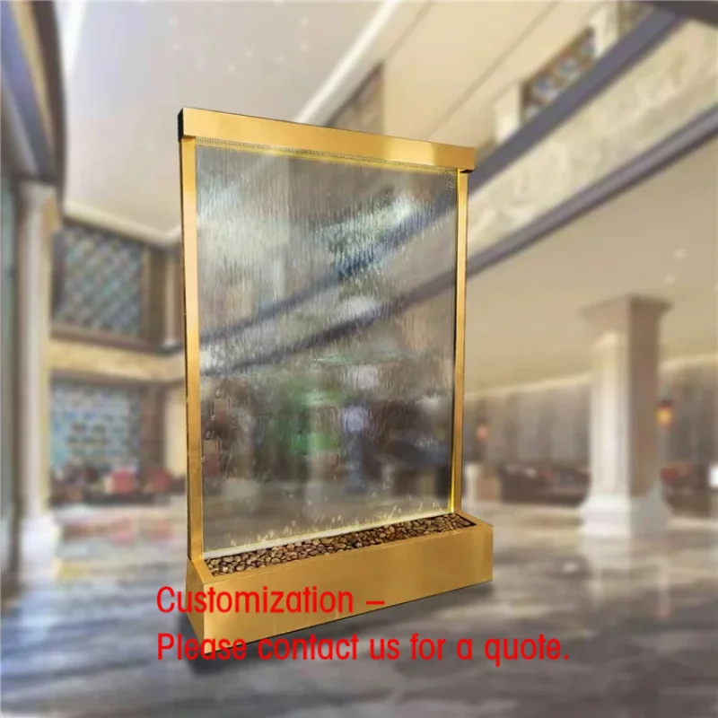custom.Customized Hotel Lobby Wall Interior Decor Stainless Steel Waterfall Fountain Wall