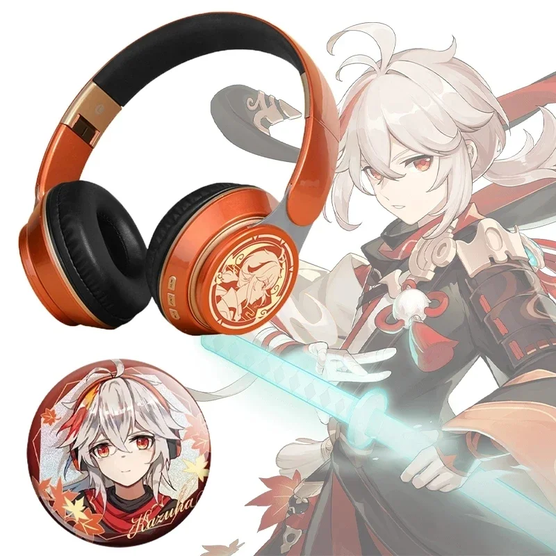 Genshin Impact Kazuha Headphones Game Headphone Cosplay Portable Wireless Bluetooth Stereo Foldable Headset Adjustable Earphone