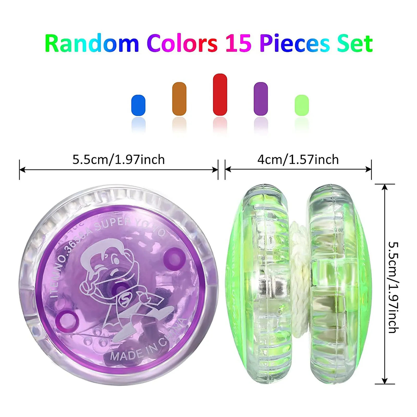 15 Pcs LED Light Responsive Ball Bearing Plastic Responsive Toys for Beginner Birthday Party Favors, Random Colors