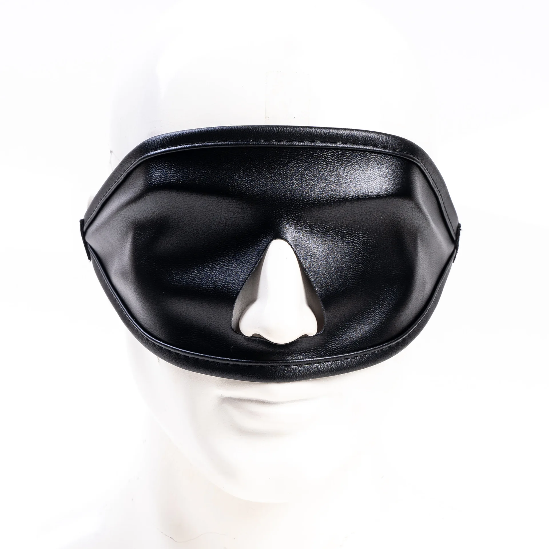 PU Leather Open Mouth Gag Mask Adjustable Face Harness Breathable BDSM Bondage Restraint Adult Fetish Role Play Black Red White view 5
