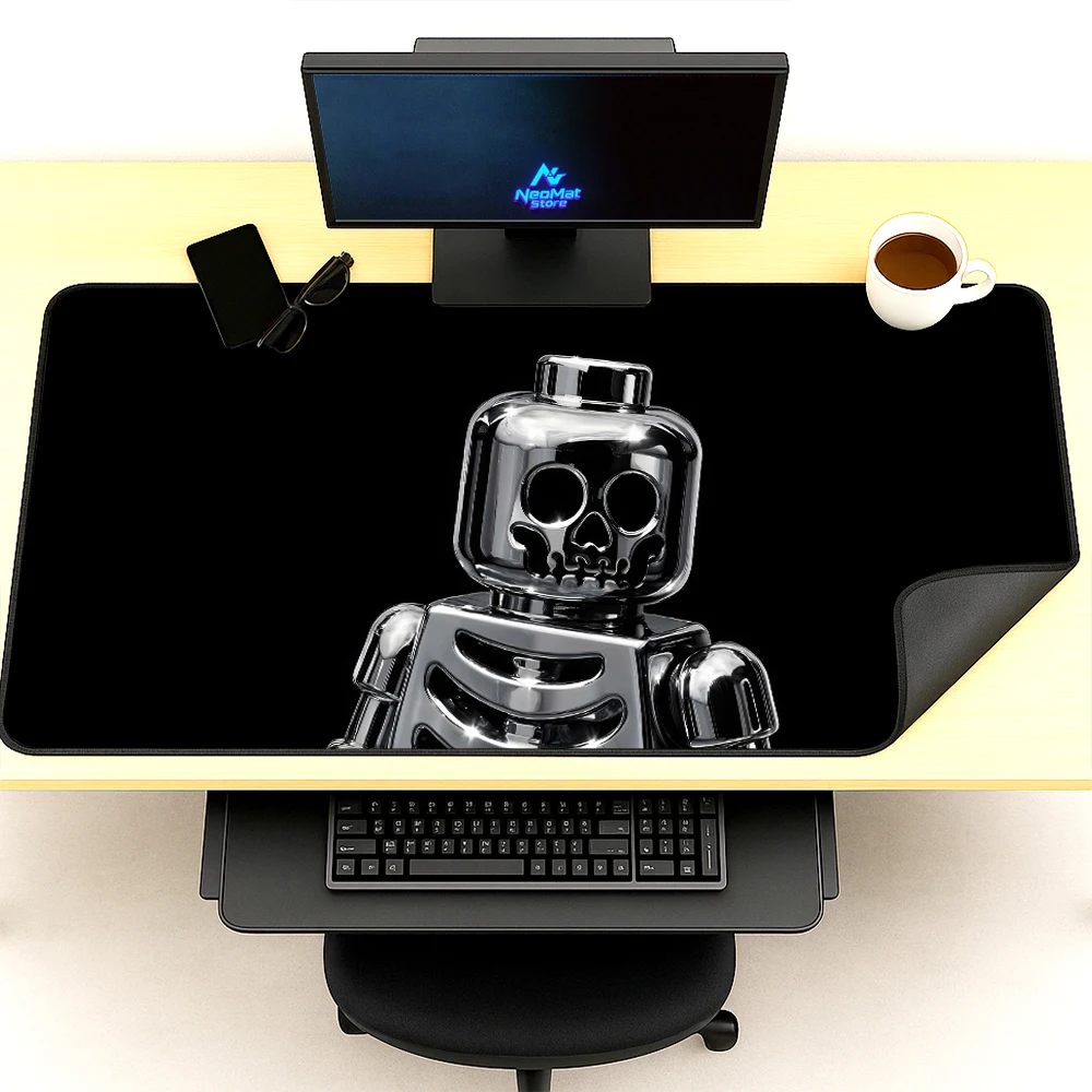 Gothic Mouse Pad Extra Laptop Large Gaming Mousepad Chrome Skull Robot Desk Mat Big 140x60 Accessories Full Desk Mousepads