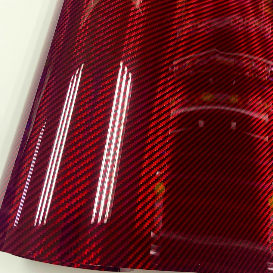 ملصق تعديل لصائق السيارة ، لامعة عالية ، قوس قزح أحمر ، PET ألياف الكربون 5D ، التفاف فيلم الفينيل ، اكسسوارات الدراجات النارية #3