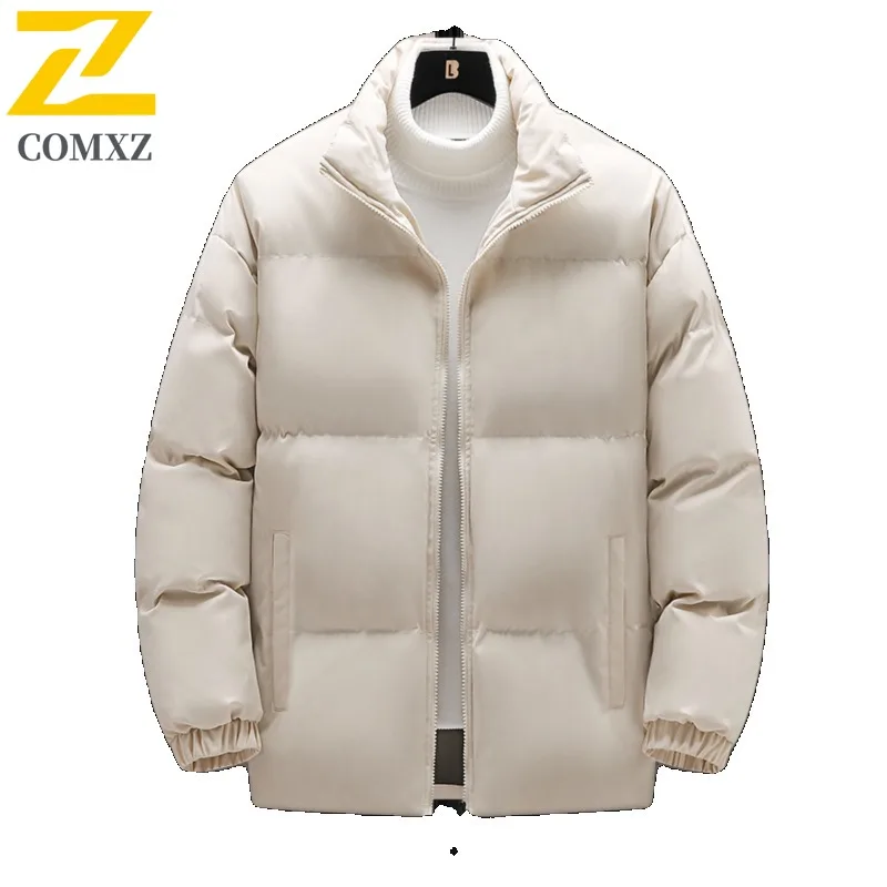 سترة مبطنة للرجال بياقة واقفة من COMXZ لركوب الدراجات في الهواء الطلق سترة سميكة دافئة كاجوال على طراز الشارع معطف شتوي خفيف الوزن #5