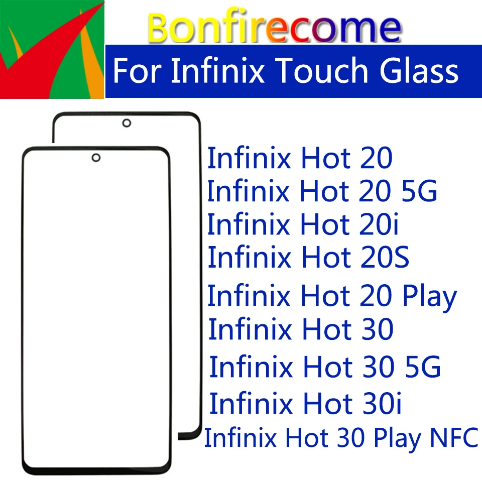 

10Pcs\Lot For Infinix Hot 30i 20i 20s 20 30 5G Play NFC LCD Front Glass Touch Screen Panel Lens With OCA Glue Replacement