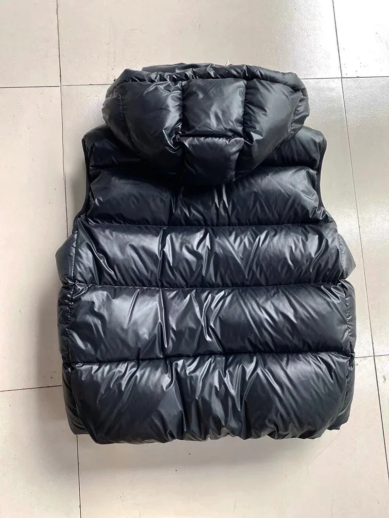 Down Jacket Black Gold Goose Down Vest Hooded Men and Women Sleeveless Stand Collar Short Vest 2024 Winter Puffer Jacket