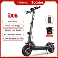 iScooter iX6 1000W Powerful Motor Electric Scooter 17.5Ah 45km/h Anti-skid Electric Kick Scooter 11 inch Off Road Scooters Adult