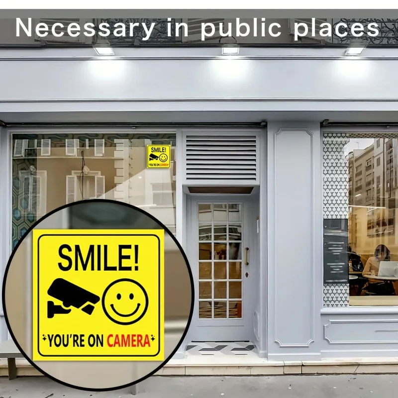 5PCS Car Styling Warning Smile Logo You're on Camera Cartoon PVC Painting Car Body Decal Waterproof Car Sticker Pattern Vinyl