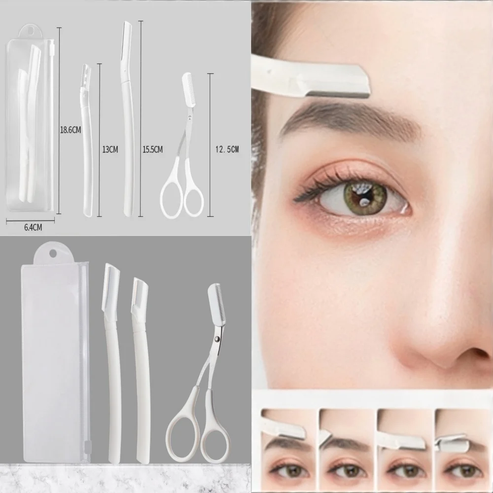Set da 3-5 pezzi Rasoio per viso da donna, Strumento professionale per dermaplaning, Rasoio per il viso, Fuzz pesca e Rasoi per sopracciglia per la depilazione