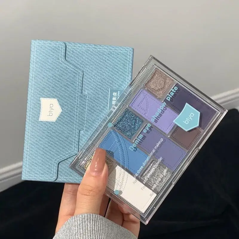 

Biya Denim Ten-Color Eyeshadow Water Glossy Delicate Powder Matte Pearlescent Fine Sparkle Highlight Blush Palette