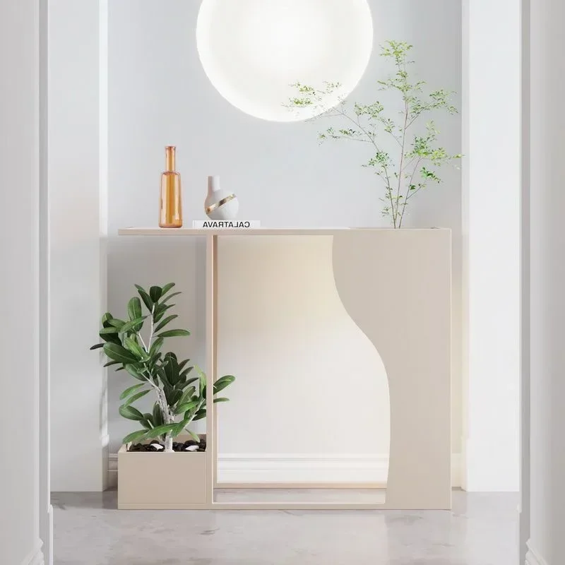 

-Modern Minimalist Entrance Console Table With Flower Rack Living Room Hallway Marble Narrow Console Tables Home Furniture