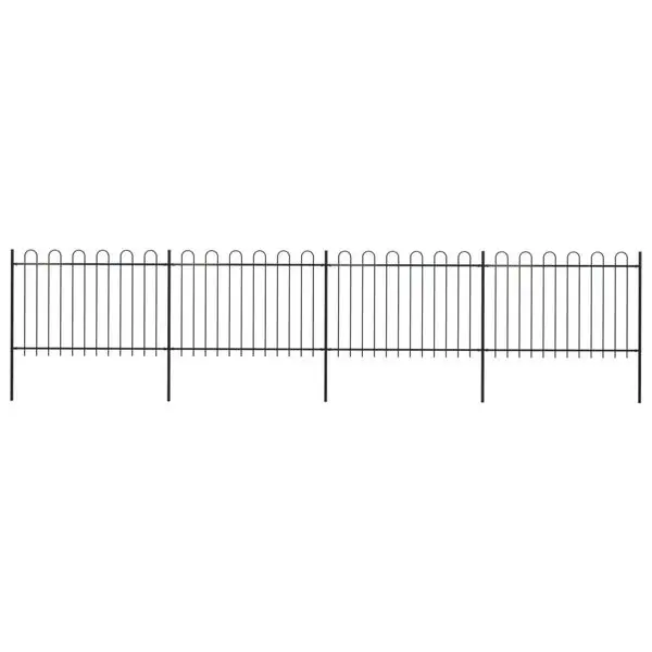 

Garden Fence with Hoop Top Steel 22.3' Black
