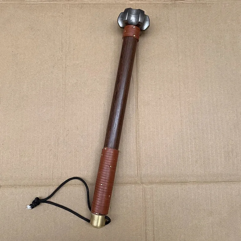 Self Defense Stick Ancient Tool Wooden Outdoor Sports Self rescue Protective Wood Stick Metal Hammer Head Window Breaking Tool