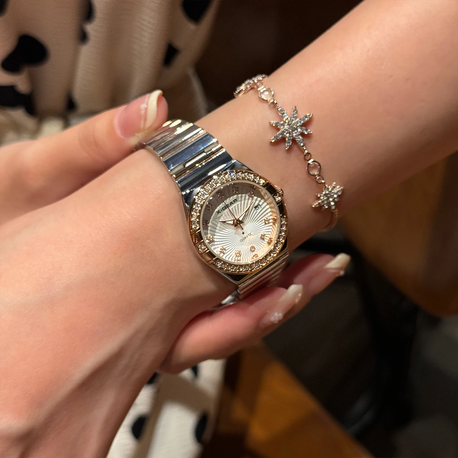 Orologio da donna alla moda – Orologio da polso da donna impermeabile in acciaio inossidabile, elegante orologio al quarzo