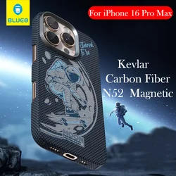 Blueo Magnetic Case For iPhone 15 16 Pro Max Carbon Fibre Back Cover Case for iPhone 16 Pro Max