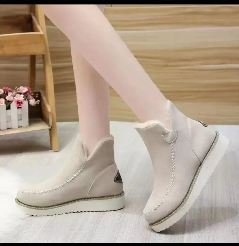 Snow Boots Women Slip on Platform Ankle Boots Ladies Cotton Shoes Winter Casual Warm Short Boots Woman New Booties Female