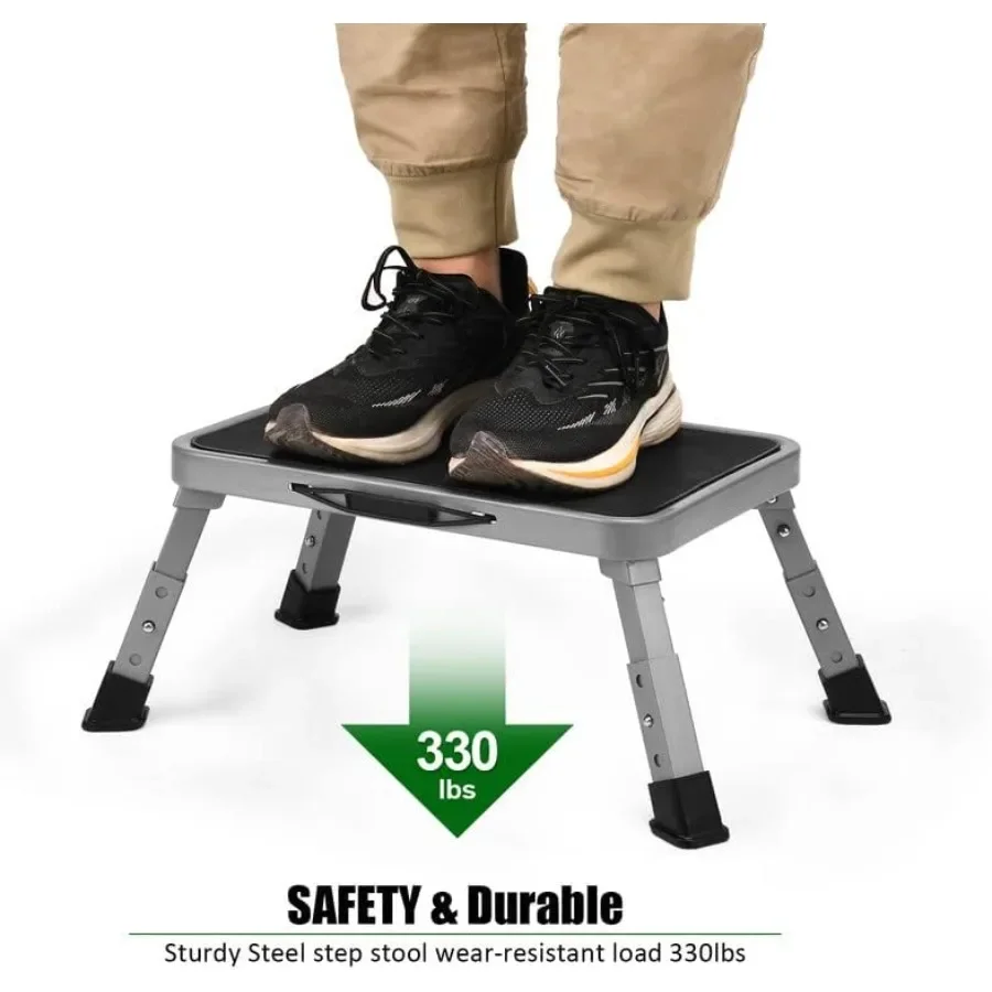 سلم مقعد قابل للطي للبالغين والأطفال، سعة 330 رطل غير قابل للانزلاق للاستخدام في المطبخ وغرفة النوم والمكتب، مقعد بارتفاع قابل للتعديل