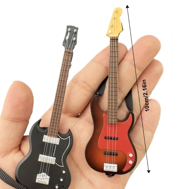 Modelo guitarra miniatura para casas bonecas 1/12 instrumento musical altamente detalhado