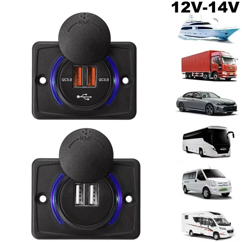 

Автомобильное USB-зарядное устройство KEBIDUMEI 12V-24V QC3.0 с индикатором, водонепроницаемое, для автомобиля, лодки, автобуса