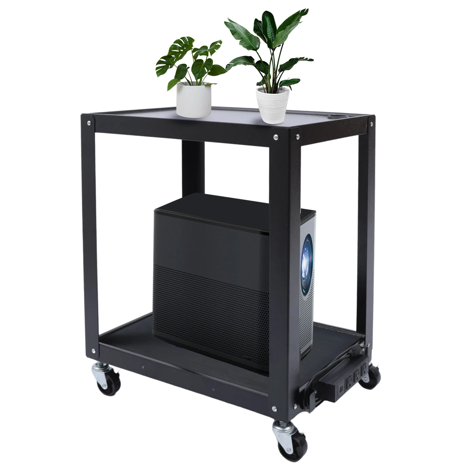 26Inch Media Cart with Power Strip, 2 Shelves,4 Rolling Casters,Maximum Load Capacity of 110.23 Lbs images - 6