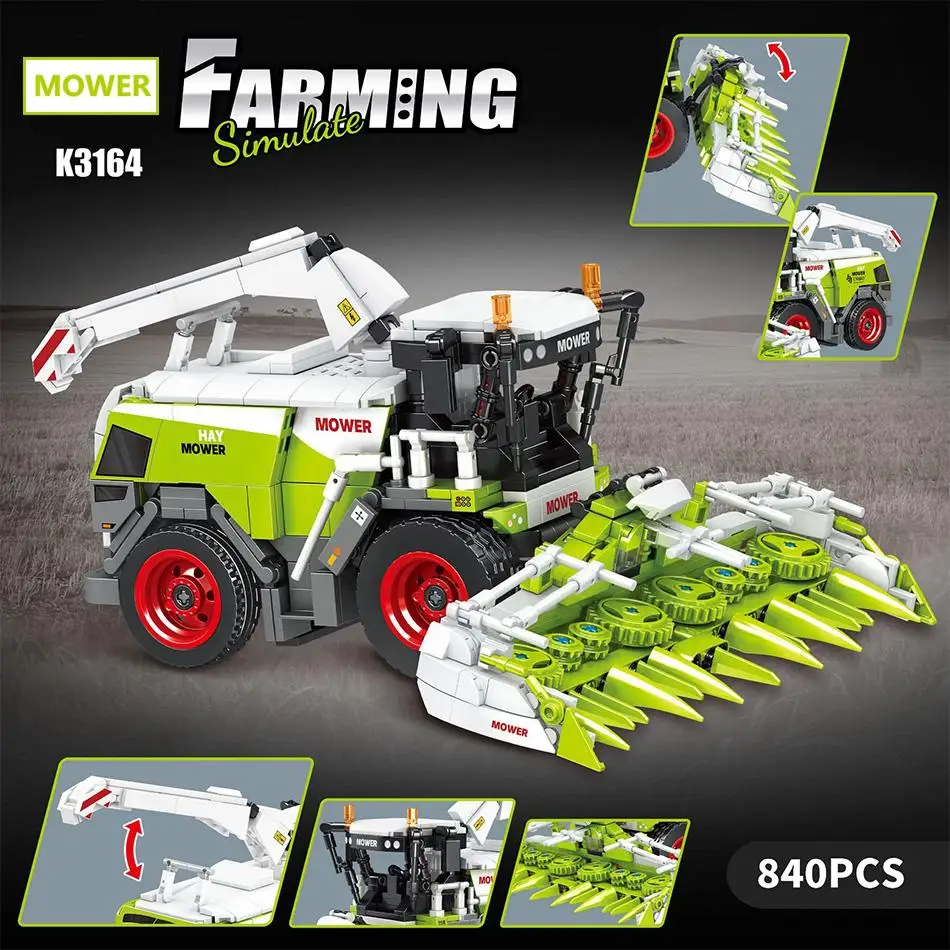 Technische Harvester Balenpers Duurzame Maaier Bouwstenen MOC Landbouw Simuleren Model Assemblage Truck Bricks Speelgoed Voor Kinderen Als Geschenken