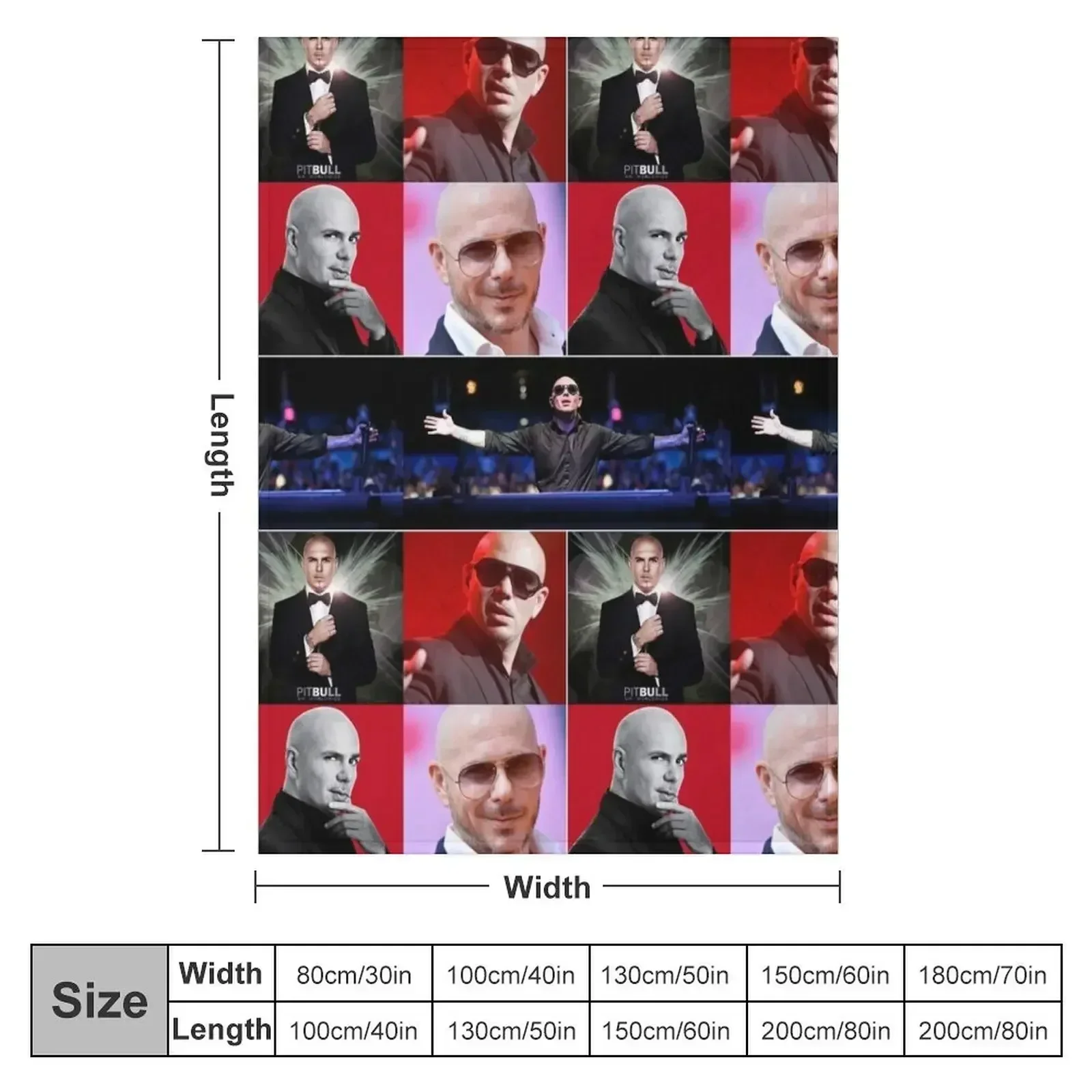 Pitbull American rapper Aesthetics Photos Compilation Collage - 1 Throw Blanket Plaid on the sofa Loose funny gift Blankets
