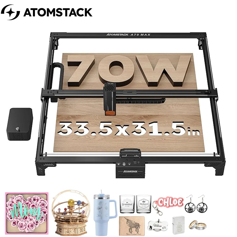 

Atomstack X70 A70 Max 70W Output Diy Laser Cutting Machine Auto Focus With Air Assist For Wood Mdf Metal Glass Marble Leather