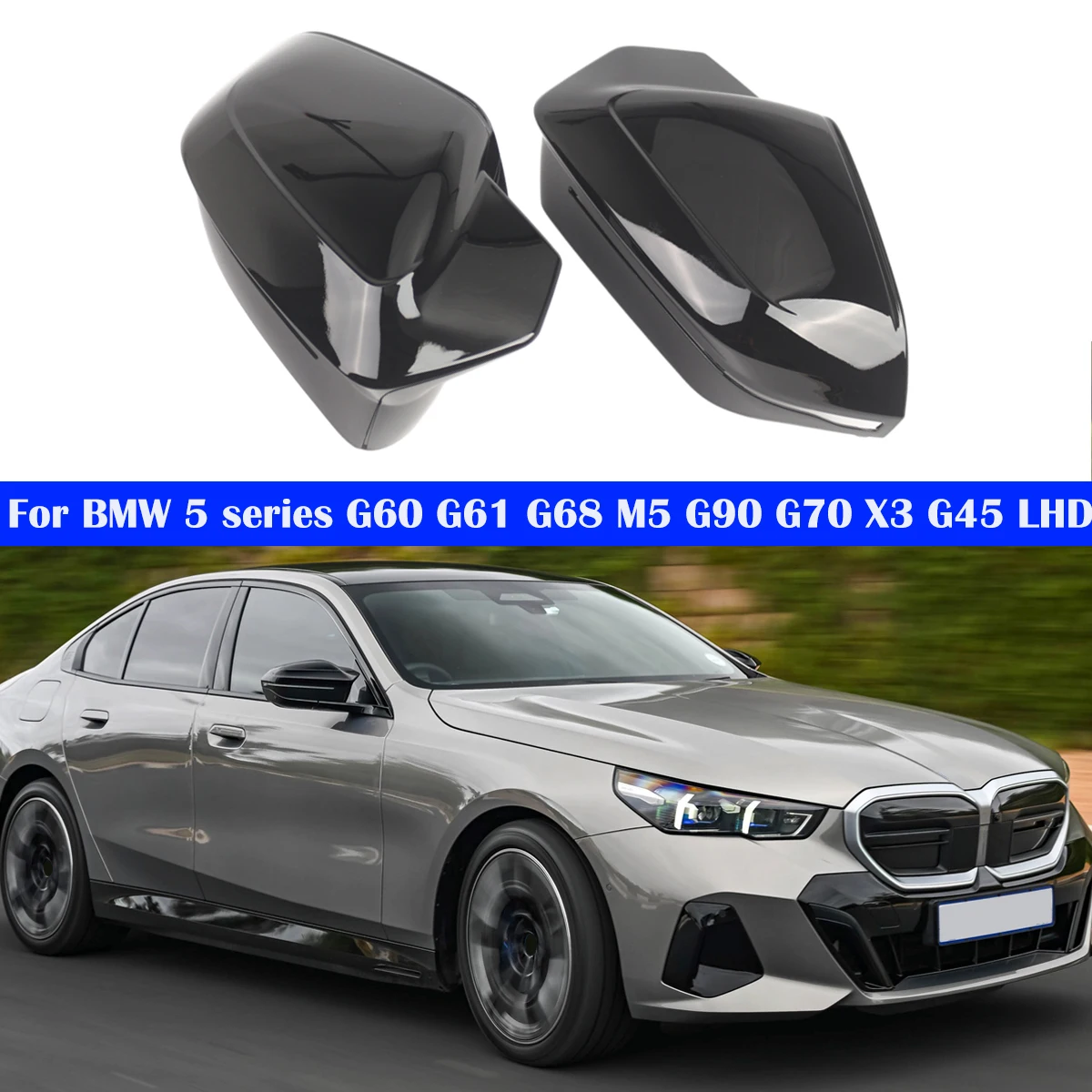 Car Side Wing Mirror Cover For BMW 5 Series I5 G60 G61 G68 M5 G90 7 i7 G70 X3 G45 LHD Rear View Mirror Cap Cover Car Accessories