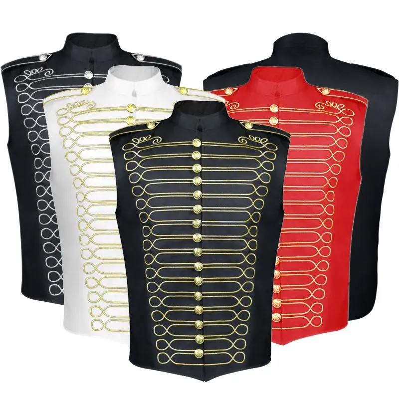

Medieval loween Men's Vintage Gothic St Drummer Outfit Punk Vest Costume for Men Stage Performance Ethnic Wear
