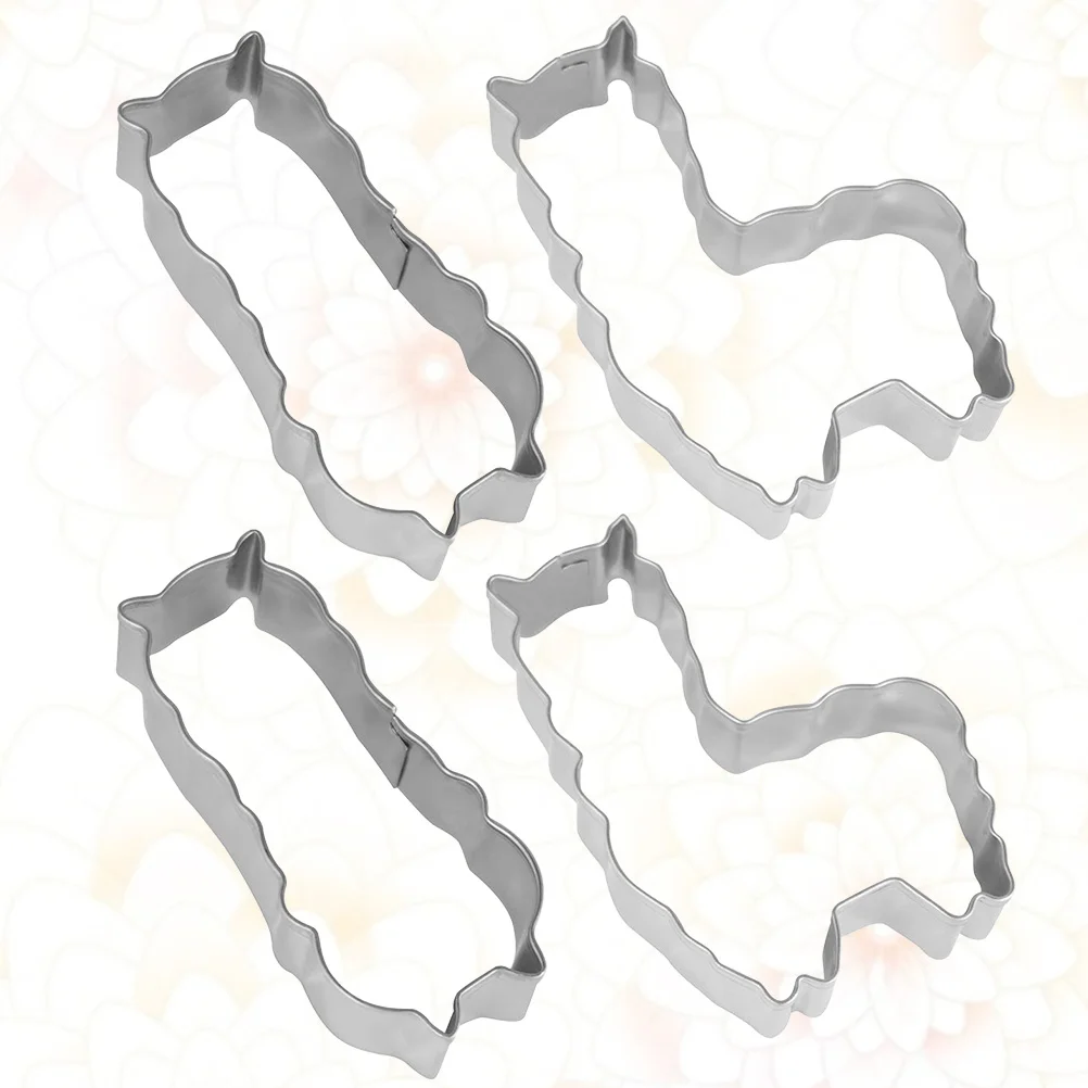 

4Pcs Alpaca Cookie Cutters Stainless Steel DIY Fondant Biscuit Cake Mold Kitchen Baking Mold Easy Demould