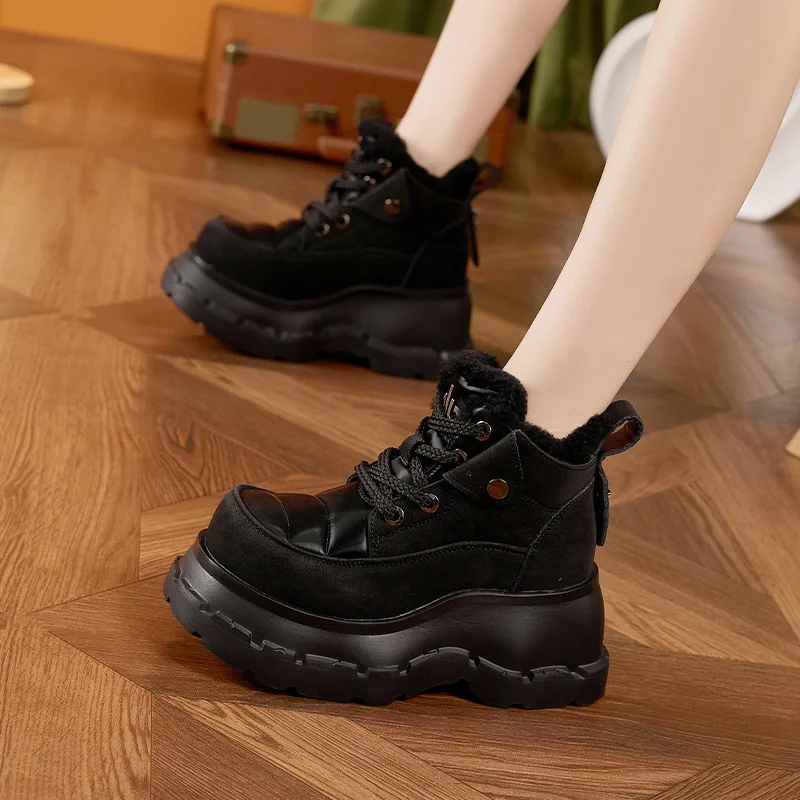 

Thick-soled Inner-height Snow Boots Women's Winter New High-top Shoes Cotton Boots Plus Velvet Thickening Warm Anti-slip Boots