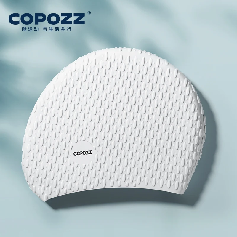 COPOZZ Summer Solid Color Particle Swimming Cap Men Women High Elastic Silicone Waterproof Comfortable Beach Adults Swimming Cap