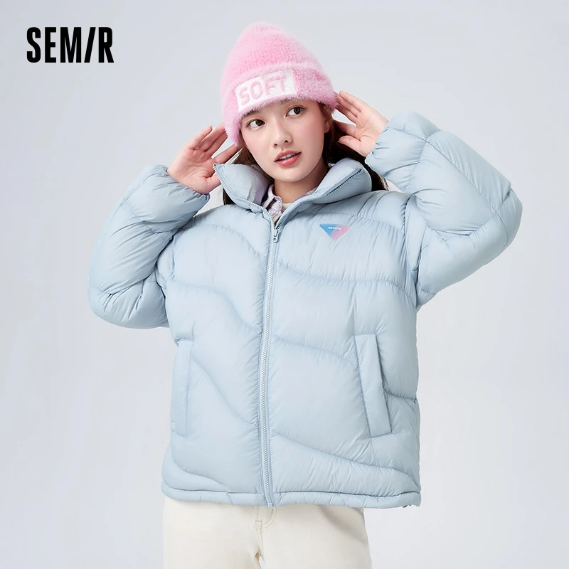 Semir Down Jacket Women Loose 2023 Winter New Milky White Design Warm Jacket