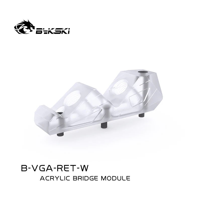 Bykski Grafikkarte Wasserblock-Brückenmodul G1/4''Acryl 45-Grad-GPU-Kühleranschluss B-VGA-RET-W