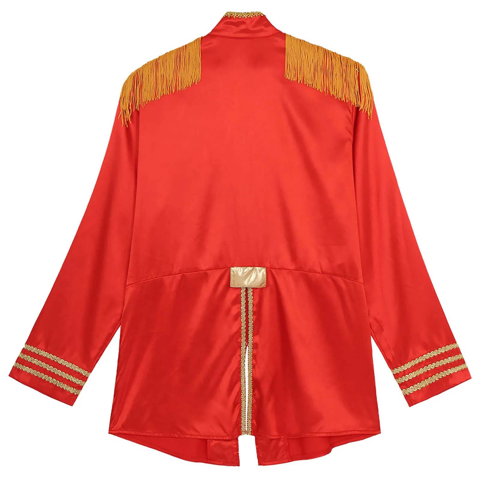 Circus Ringmaster Costume Men Long Sleeves Satin Coat Jacket Red Circus Lion Tamer Halloween Party Holiday Cosplay Fancy Dress