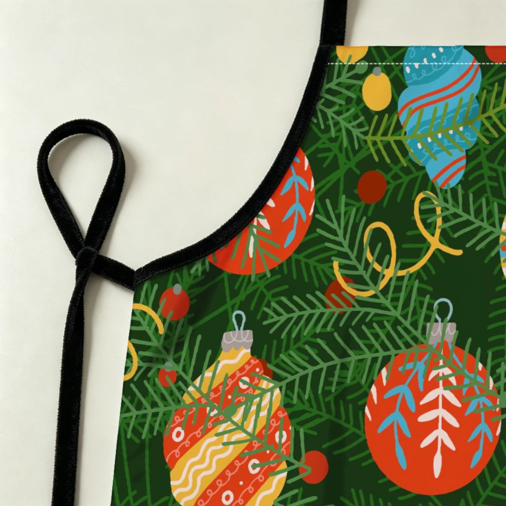 Retro Style Apron Christmas Ornaments Pattern Kitchen Aprons Cooking Baking Adjustable Bibs view 4
