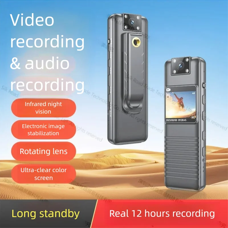 كاميرا Yescool A70 4K صغيرة مع عدسة دوارة لتثبيت الصور للرؤية الليلية وعمر بطارية 12 ساعة وزاوية واسعة ومزودة بتقنية WiFi