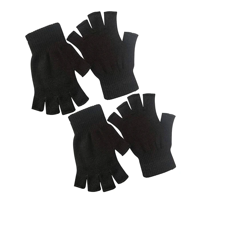 2 Pairs/lot Unisex Half Finger Knitted Wrist Gloves Casual Warm Fingerless Work Gloves Driving Touch Screen Sunscreen Gloves