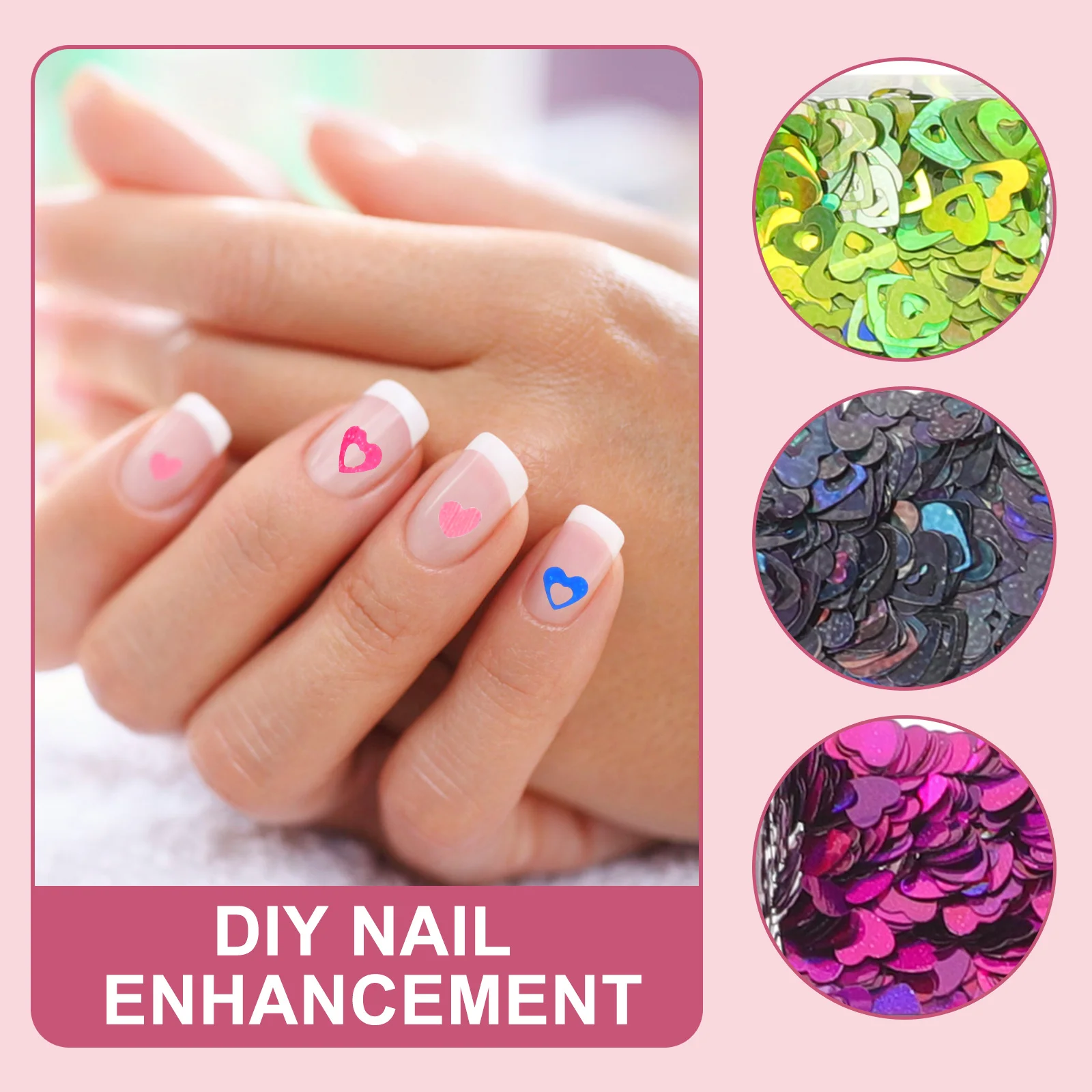 2 صناديق القلب مسمار الفن DIY يلمع الترتر صالون الأظافر اكسسوارات مانيكير لوازم ماكياج بريق الترتر للحزب