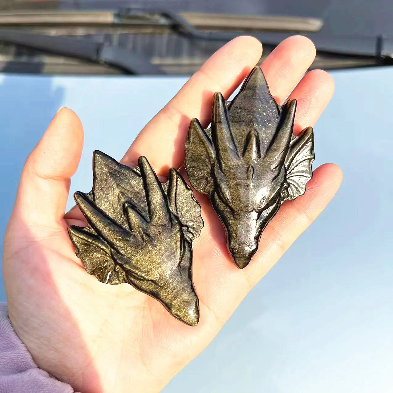 

Natural Stone Dragon Head Carved Healing Crystals Ore Mineral Quartz Golden Obsidian Desk Decoration Ornaments Gift Reiki Energy