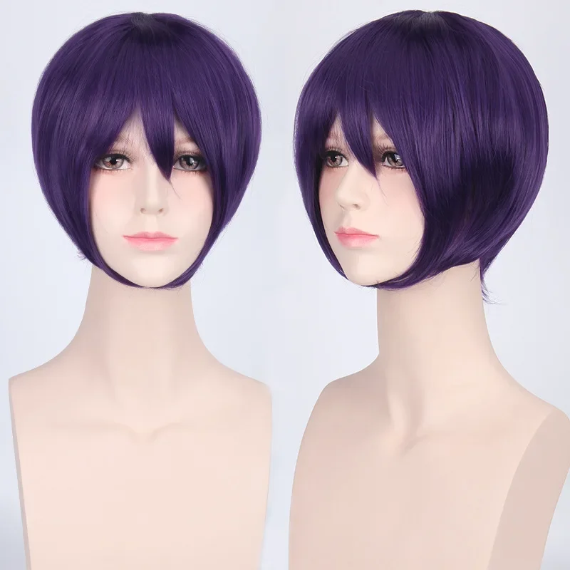 30cm Short Bob Cartoon Cosplay Wigs Men Women Party High Temperature Synthetic Hair Costumes for Halloween Wig+Free Wig Cap image 3