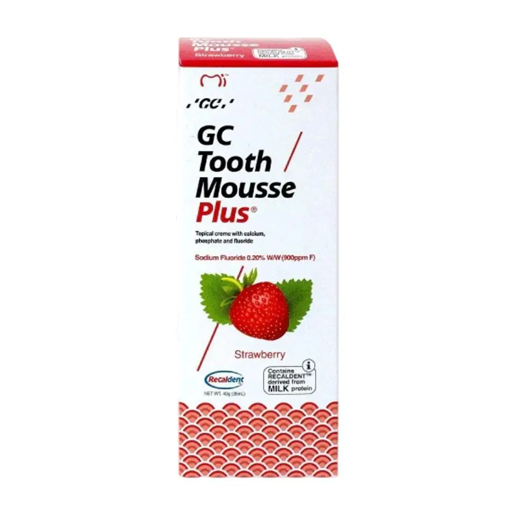 GC Tooth Mousse Plus Zahnpasta Erdbeer-Minze Geschmack Schmelzschutz Kariesvorbeugung Tägliche Mundpflege Mousse